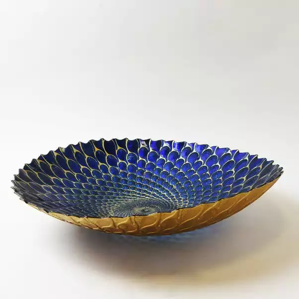 Dunelm Deco Charm Teal Glass Platter 2 Dunelm Deco Charm Teal Glass Platter - Image 2