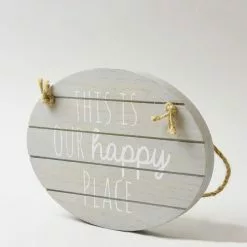 Dunelm Grey Happy Place Hanging Plaque -Ornaments Sales Store 1000107362 alt03