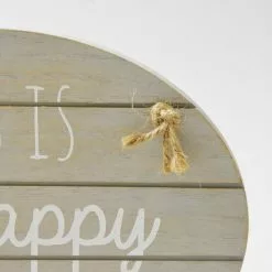 Dunelm Grey Happy Place Hanging Plaque -Ornaments Sales Store 1000107362 alt04