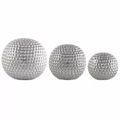 Dunelm Set Of 3 Silver Ceramic Dimpled Spheres