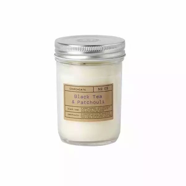 Churchgate Black Tea & Patchouli Fragranced Candle 1 Churchgate Black Tea & Patchouli Fragranced Candle