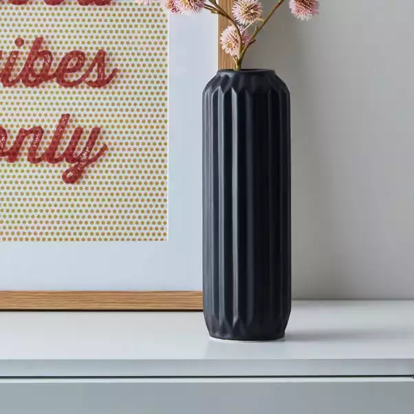 Dunelm Fluted Vase 25cm Black 1 Dunelm Fluted Vase 25cm Black