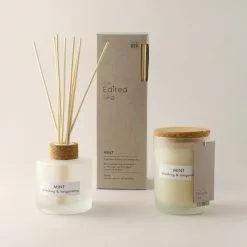 Dunelm Natural Mint Soy Wax Blend Candle And Diffuser Set