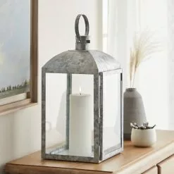 Dunelm Coastal Galvanised Iron Lantern 36cm