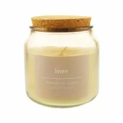 Dunelm Linen Jar Candle With Cork Lid -Ornaments Sales Store 30731507 alt02