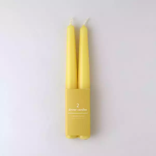 Dunelm Pack Of 2 Yellow Taper Candles 1 Dunelm Pack Of 2 Yellow Taper Candles