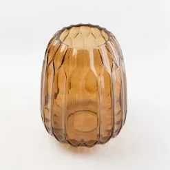 Dunelm Ridged Glass Amber Vase 20cm
