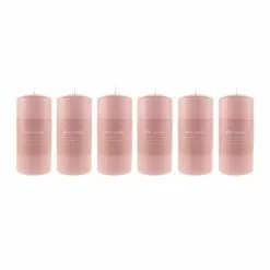 Dunelm Pack Of 6 Rose Pillar Candles