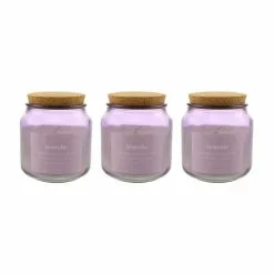 Dunelm Pack Of 3 Lavender Jar Candles With Cork Lid
