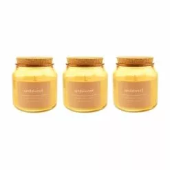 Dunelm Pack Of 3 Sandalwood Jar Candles With Cork Lid