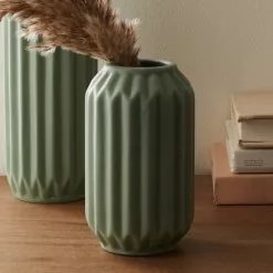 Dunelm Fluted Vase 14cm Sage