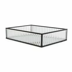 Dunelm Ribbed Glass Tray Black 26cm -Ornaments Sales Store 30755577 alt03