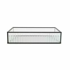 Dunelm Ribbed Glass Tray Black 26cm -Ornaments Sales Store 30755577 alt04