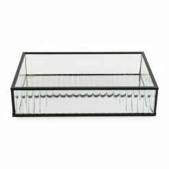 Dunelm Ribbed Glass Tray Black 26cm -Ornaments Sales Store 30755577 alt05