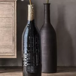 Cedar & Sage Taya Matt Black Bottle Vase