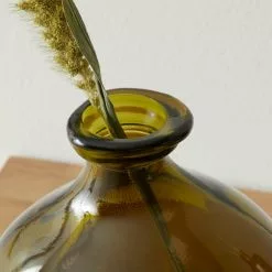 The Edited Life Recycled Glass Vase 18cm Olive -Ornaments Sales Store 30765430 alt02
