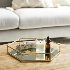 Dunelm Hexagonal Gold Tray