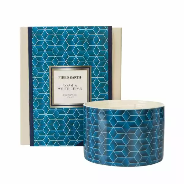 Fired Earth Large Ceramic Assam & White Cedar Wax Filled Candle 1 Fired Earth Large Ceramic Assam & White Cedar Wax Filled Candle