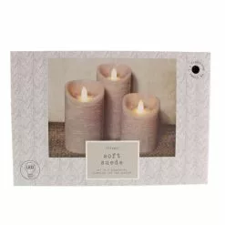 Dunelm Hygge S3 Textured Scented LED Candles Grey -Ornaments Sales Store 30779640 alt02