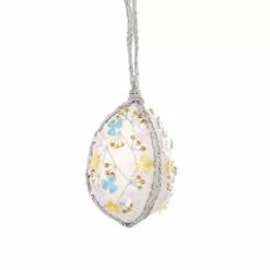 Dunelm White Embroidered Hanging Egg Decoration -Ornaments Sales Store 30792223 alt02