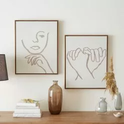 Dunelm Set Of 2 Capped Canvas Natural Line Drawing