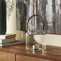 Dunelm Faux Leather Handled Lantern 16.5cm