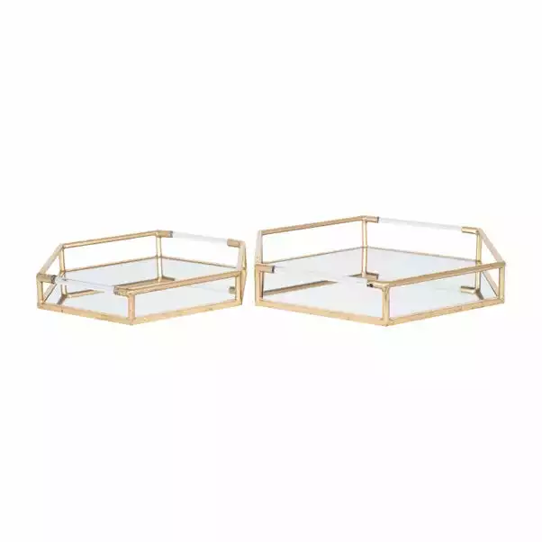 Pacific Lifestyle Set Of 2 Metal & Mirrored Gold Trays 3 Pacific Lifestyle Set Of 2 Metal & Mirrored Gold Trays - Image 3