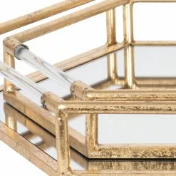 Pacific Lifestyle Set Of 2 Metal & Mirrored Gold Trays 7 Pacific Lifestyle Set Of 2 Metal & Mirrored Gold Trays -Ornaments Sales Store 30803397 alt03