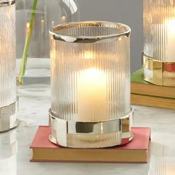 Pacific Lifestyle Metal And Clear Textured Small Hurricane Vase 1 Pacific Lifestyle Metal And Clear Textured Small Hurricane Vase