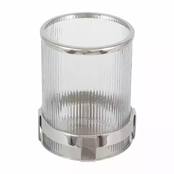 Pacific Lifestyle Metal And Clear Textured Small Hurricane Vase 3 Pacific Lifestyle Metal And Clear Textured Small Hurricane Vase - Image 3