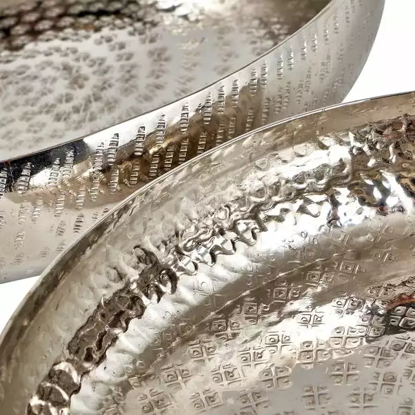 Pacific Lifestyle Set Of 2 Silver Hammered Metal Bowls 4 Pacific Lifestyle Set Of 2 Silver Hammered Metal Bowls - Image 4