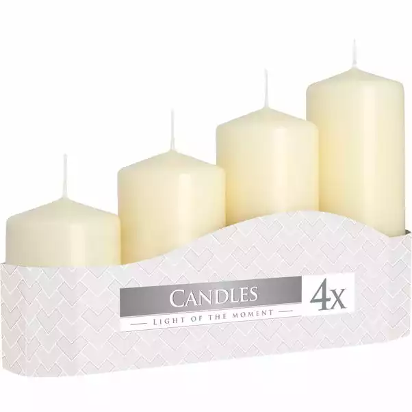 Bispol Set Of 4 Cream Graduated Size Pillar Candles 1 Bispol Set Of 4 Cream Graduated Size Pillar Candles