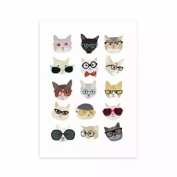 East End Prints Cats In Glasses Print 1 East End Prints Cats In Glasses Print